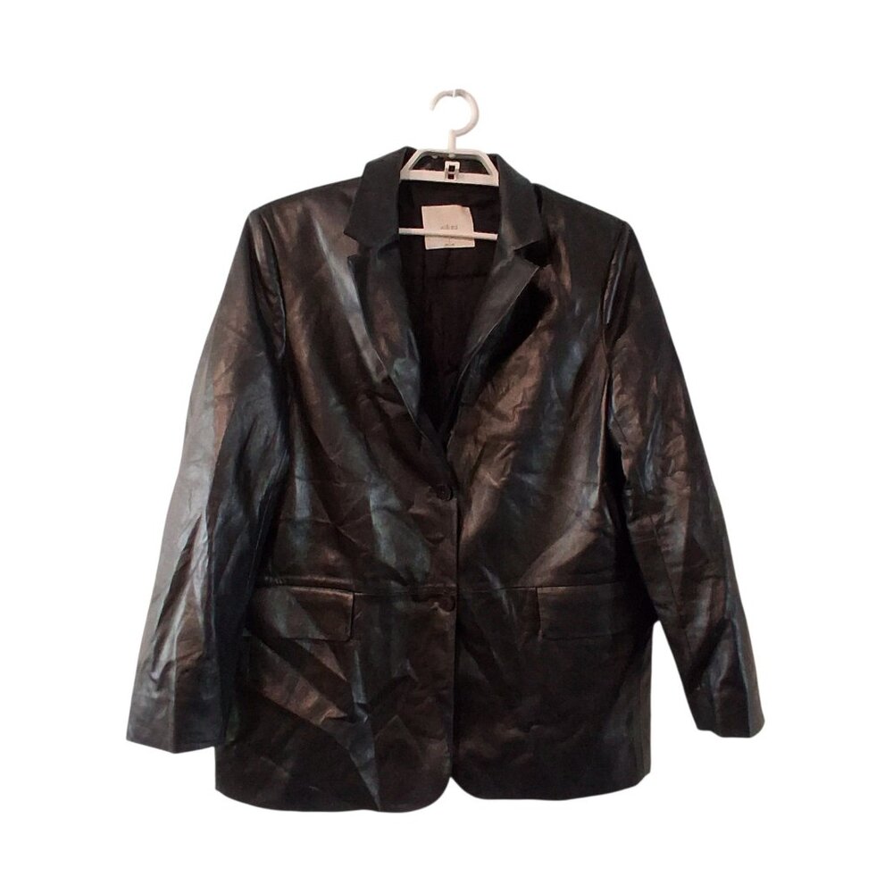 Wilfred faux leather shirt jacket womens Large black